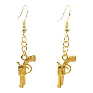 Western Pistol Earrings Cowboy Western Gun Dangle Jewelry Country Rodeo Revolver